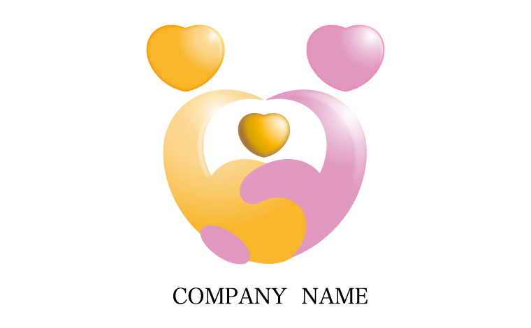 人・親子・子ども・ハート・愛情・手を繋ぐ・家族のきずな・あたたかい家庭・ぬくもりをイメージしたロゴデザイン