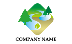 樹木と山・湖