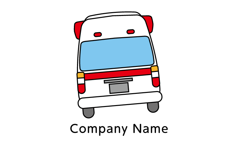 車・救急車・緊急車両・赤色灯・緊急・イラスト風・急行する・救命をイメージしたロゴデザイン