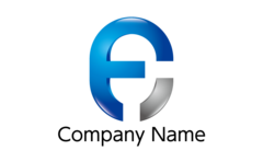 E・イニシャル・アルファベット・メタリック・F・柔らかい・なめらか・なだらかをイメージしたロゴデザイン