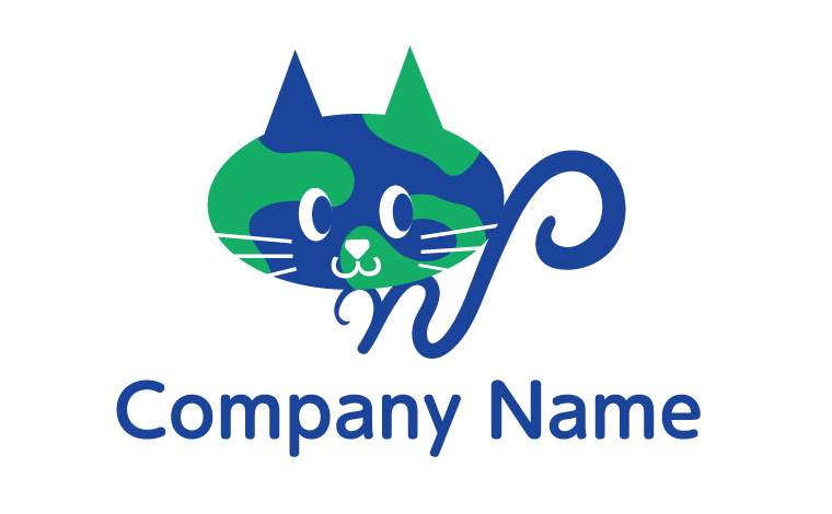 猫・動物・地球・N・アルファベット・イニシャル・かわいい・キュート・ポップをイメージしたロゴデザイン
