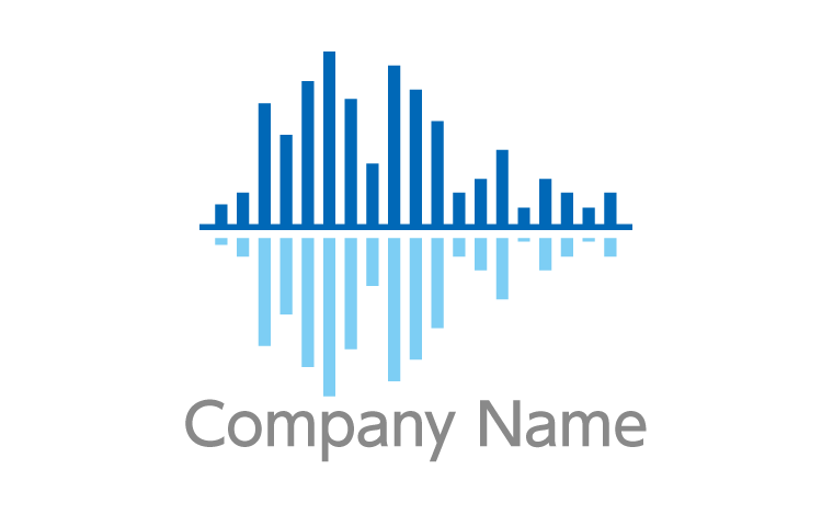 グラフ・棒グラフ・統計・シンメトリー・波形・waveform・強弱・高低をイメージしたロゴデザイン
