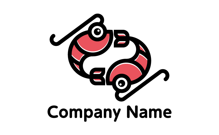 エビ・桜エビ・ポップ・かわいい・生き物・海洋生物・跳ねる・跳躍・出世をイメージしたロゴデザイン