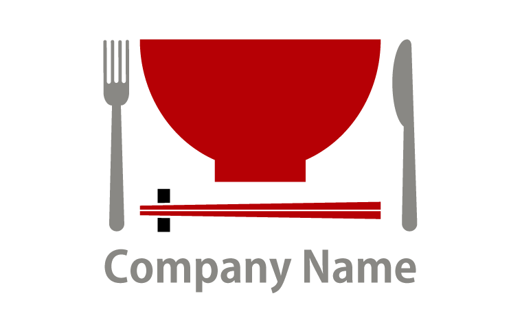フォーク・ナイフ・お箸・食器・お椀・カトラリー・ポップ・食事・食卓・テーブルウェアをイメージしたロゴデザイン