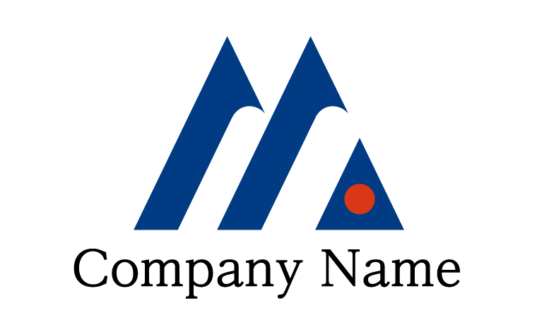 M・アルファベット・イニシャル・山・スタイリッシュ・三角形・トライアングル・山なり・シンプルをイメージしたロゴデザイン