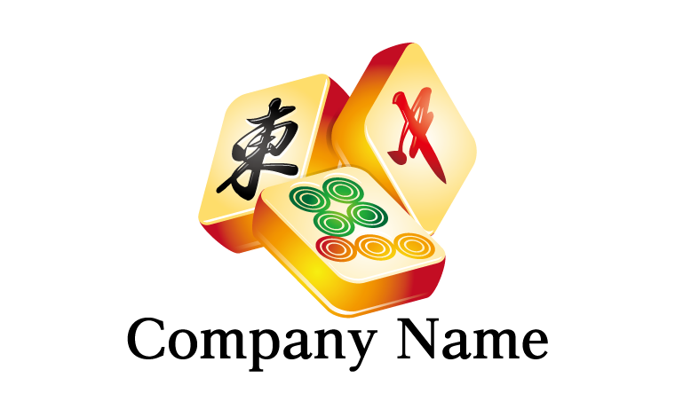 麻雀・麻雀・麻雀パイ・中国・ゲーム・賭ける・ボードゲーム・立体的をイメージしたロゴデザイン