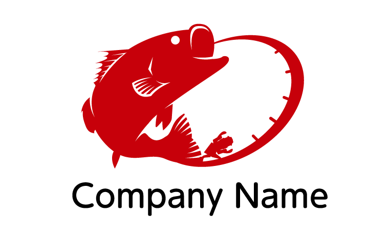 釣り・魚・大魚・大物・格闘・攻防戦・フィッシュ・勝利・ビクトリー・スポーツ・フィッシングをイメージしたロゴデザイン