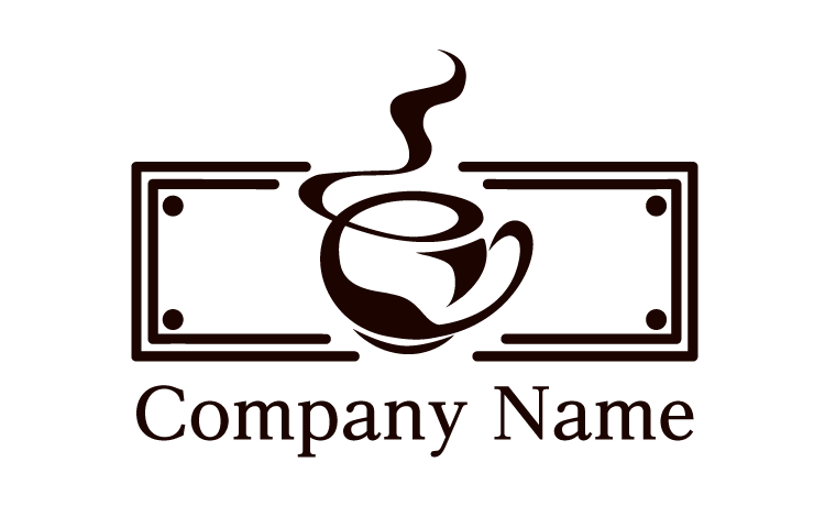 コーヒー・カフェ・飲み物・マグカップ・コーヒーカップ・湯気・暖かい・ドリンク・プレート・シック・モダンをイメージしたロゴデザイン