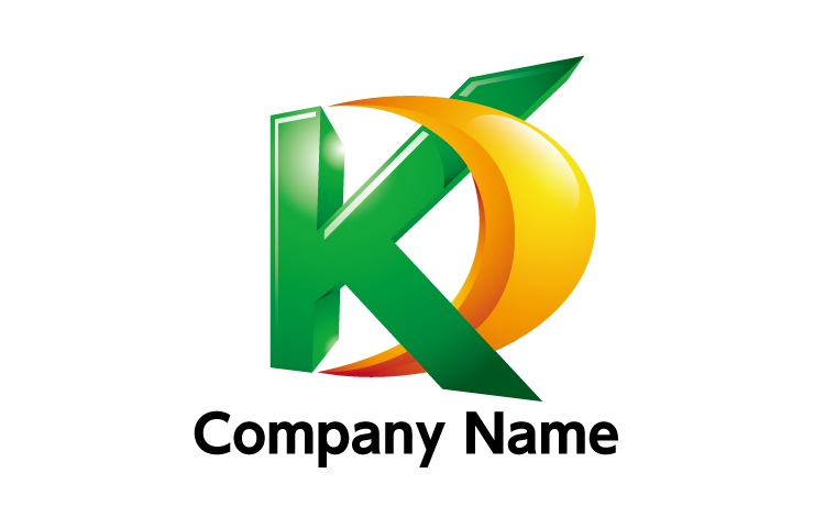 K・D・アルファベット・イニシャル・立体・重厚・月・力強い・安定・安全・信頼をイメージしたロゴデザイン