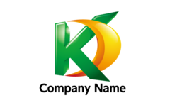 K・D・アルファベット・イニシャル・立体・重厚・月・力強い・安定・安全・信頼をイメージしたロゴデザイン