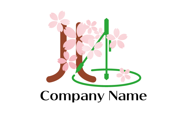 桜・花・樹木・コンパス・円・春をイメージしたロゴデザイン