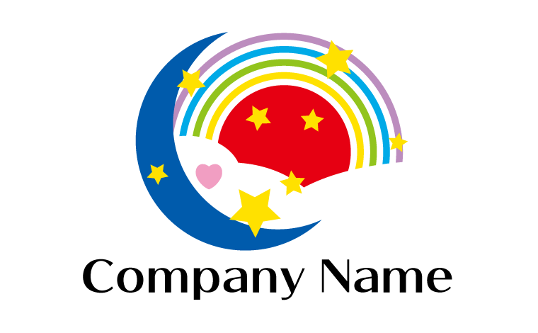 虹・星・月・ハート・太陽・天文・かわいい・ポップ・カラフルをイメージしたロゴデザイン