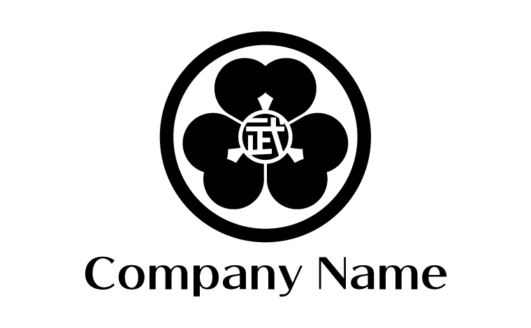 家紋風・和風・漢字・リング・花・伝統・シンボル・象徴をイメージしたロゴデザイン