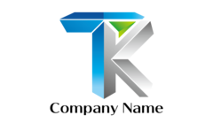 T・K・アルファベット・イニシャル・立体・重厚・力強い・誠実・信頼をイメージしたロゴデザイン
