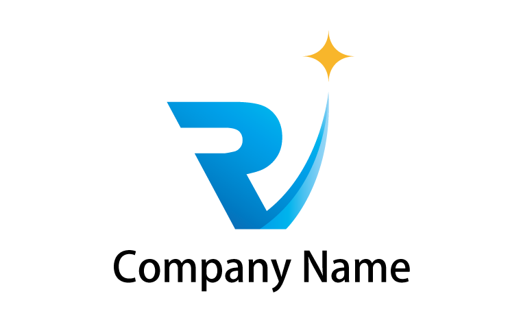 R・アルファベット・イニシャル・上昇・発展・星・輝き・未来・目標をイメージしたロゴデザイン