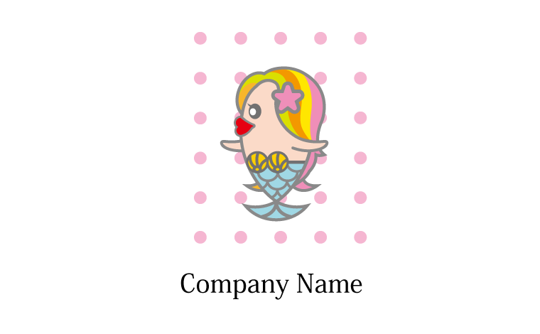 人魚・メルヘン・イラスト風・かわいい・幻獣・ポップ・水玉・ドットをイメージしたロゴデザイン