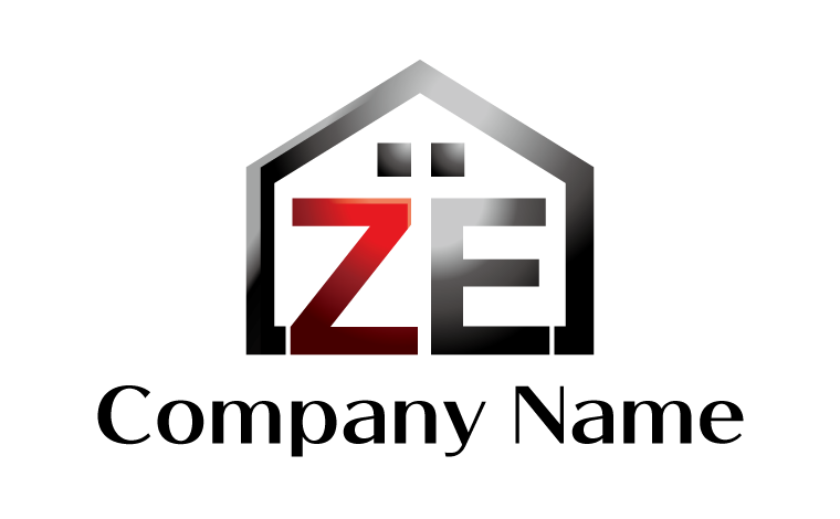 Z・E・家・窓・倉庫・建物・アルファベット・イニシャル・シンプルをイメージしたロゴデザイン