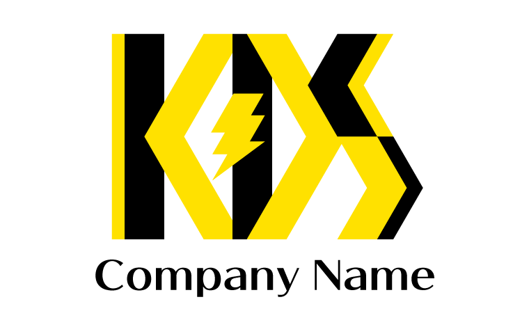 K・I・S・アルファベット・イニシャル・稲妻・電気・雷・エレクトリック・エネルギーをイメージしたロゴデザイン
