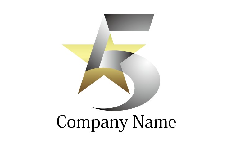 数字・星・スター・輝き・秀でた・かっこいい・メタリック・キラキラをイメージしたロゴデザイン