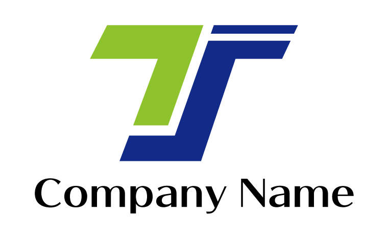 T・アルファベット・イニシャル・前進・推進・安定・安全・信頼をイメージしたロゴデザイン