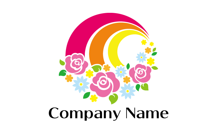 花・薔薇・草花・ブーケ・かわいい・キュート・花畑・祝福・架け橋・未来をイメージしたロゴデザイン