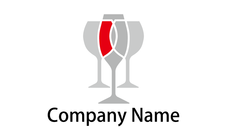 グラス・ワイングラス・スタイリッシュ・かっこいい・重なり・プリズム・飲料・シルエットをイメージしたロゴデザイン