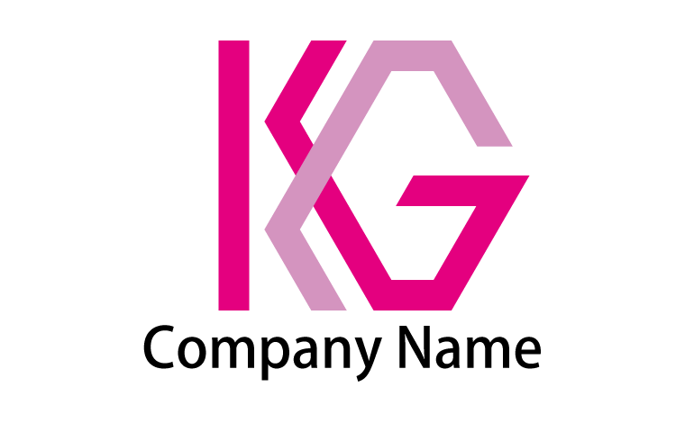 K・G・アルファベット・イニシャル・スタイリッシュ・かっこいい・クロス・交差をイメージしたロゴデザイン
