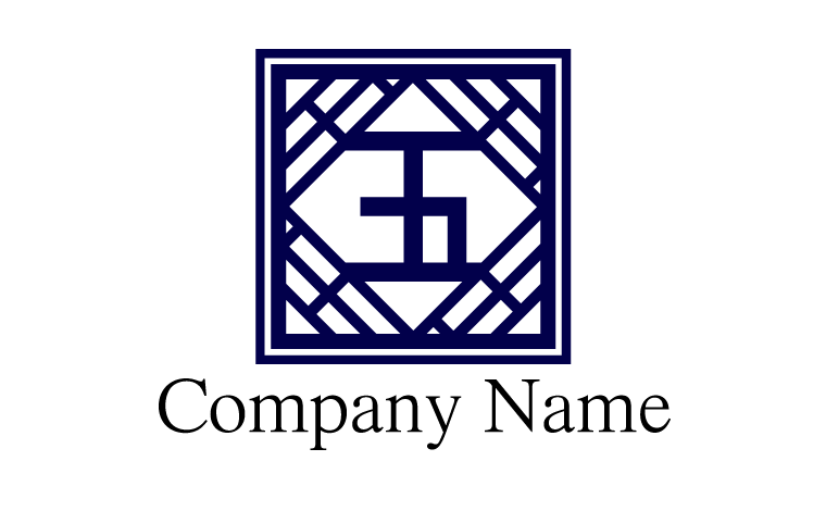 数字・漢字・中国風・格子・中華・四角形をイメージしたロゴデザイン