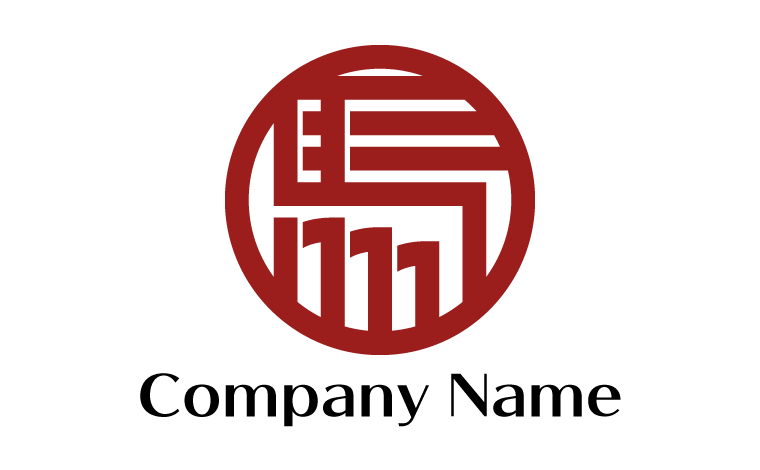 漢字・馬・和・円形・家紋風・かっこいいをイメージしたロゴデザイン