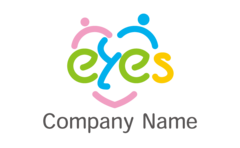 英単語・eyes・目・ピクトグラム風・人・ポップをイメージしたロゴデザイン