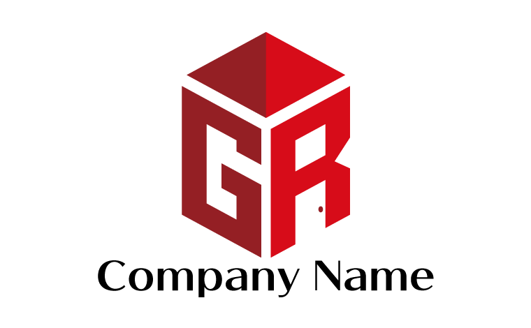 G・R・アルファベット・イニシャル・立方体・シンプルをイメージしたロゴデザイン