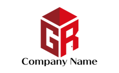 G・R・アルファベット・イニシャル・立方体・シンプルをイメージしたロゴデザイン
