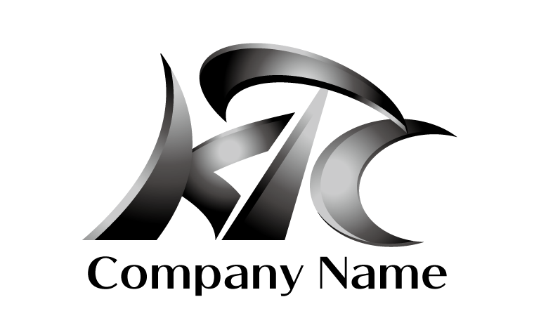 K・T・C・アルファベット・立体的・かっこいい・重厚・金属をイメージしたロゴデザイン