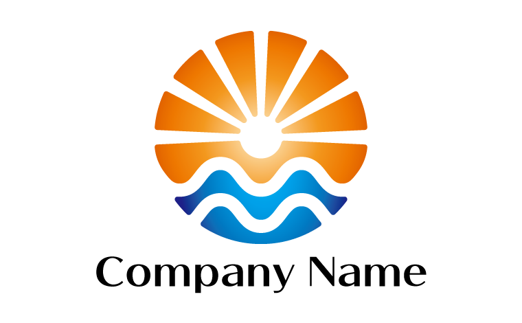 波・海・湖・水平線・太陽・輝き・自然・海運をイメージしたロゴデザイン