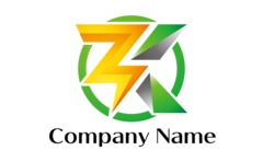 Z・K・アルファベット・イニシャル・かっこいい・電気・稲妻・リング・輪をイメージしたロゴデザイン