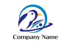 ペンギン・動物・鳥・波・躍動・リングをイメージしたロゴデザイン