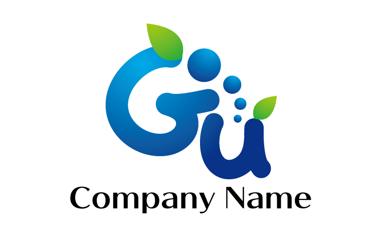 G・U・アルファベット・イニシャル・葉・水玉・手書き風をイメージしたロゴデザイン