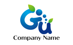 G・U・アルファベット・イニシャル・葉・水玉・手書き風をイメージしたロゴデザイン