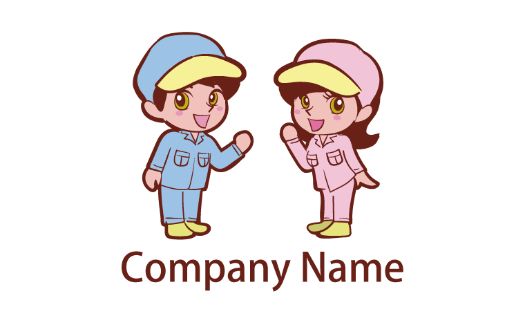 キャラクター・男の子・女の子・人間・かわいい・優しい・ガッツポーズをイメージしたロゴデザイン