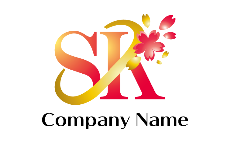 S・K・アルファベット・イニシャル・桜・日本・春をイメージしたロゴデザイン