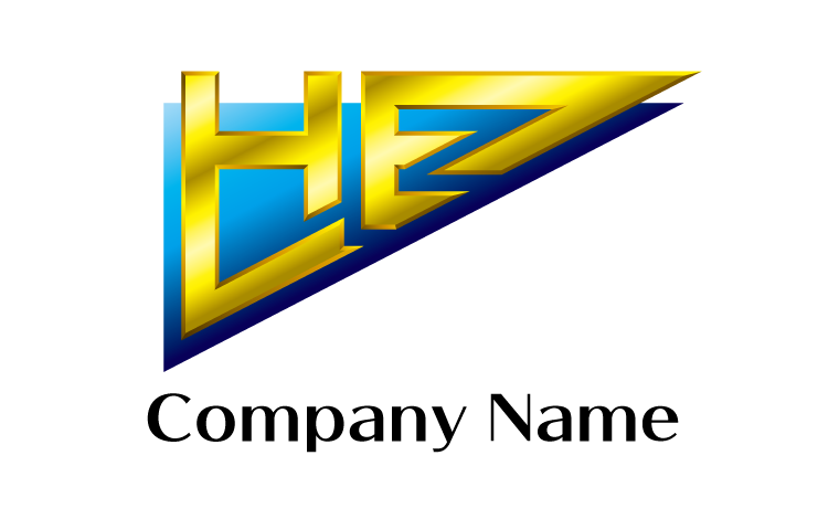 H・E・アルファベット・イニシャル・三角形・個性的をイメージしたロゴデザイン