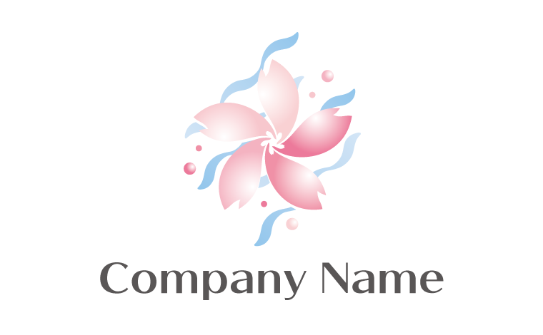 桜・花・川・水・かわいいをイメージしたロゴデザイン