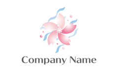 桜・花・川・水・かわいいをイメージしたロゴデザイン