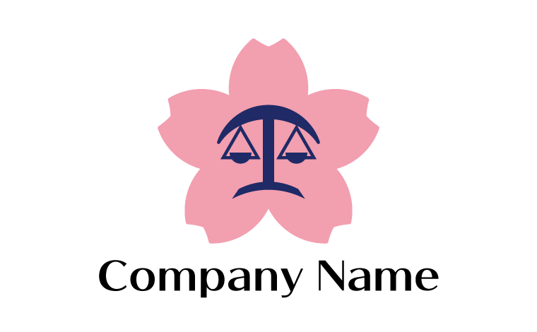 桜・花・天秤・公正・個性的をイメージしたロゴデザイン