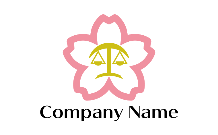 桜・花・天秤・公正・正義をイメージしたロゴデザイン