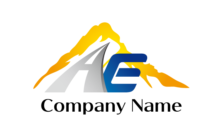 A・E・アルファベット・イニシャル・山・自然をイメージしたロゴデザイン