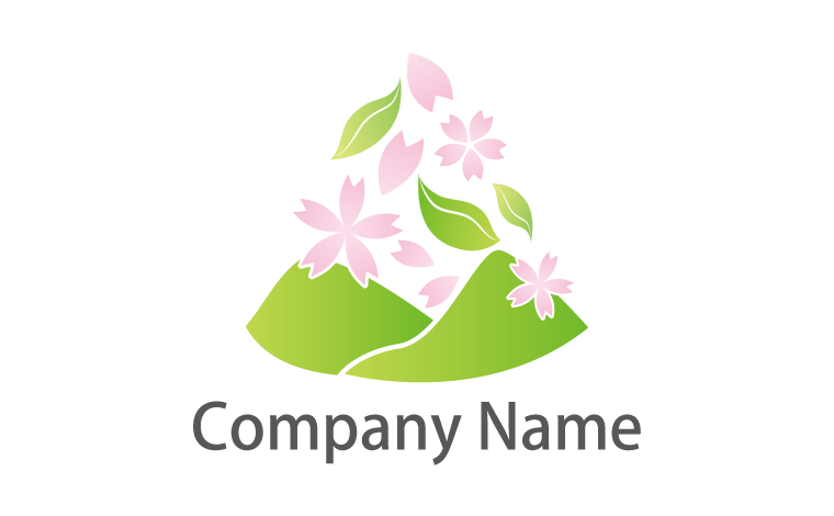 山・葉・桜・優しい・春をイメージしたロゴデザイン