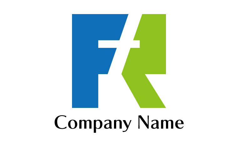 F・R・アルファベット・イニシャル・シンプル・分割をイメージしたロゴデザイン