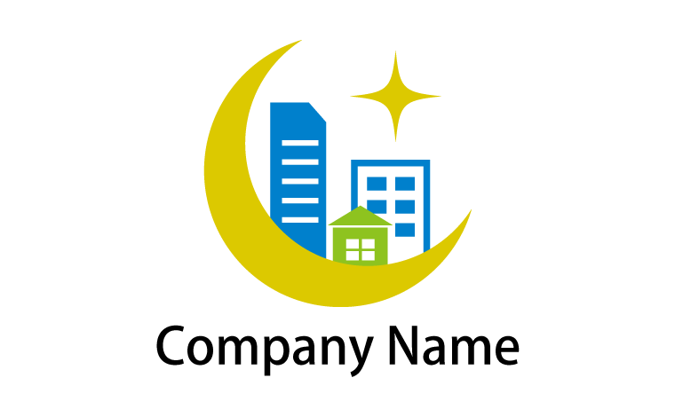 月・三日月・ビル・建物・星をイメージしたロゴデザイン