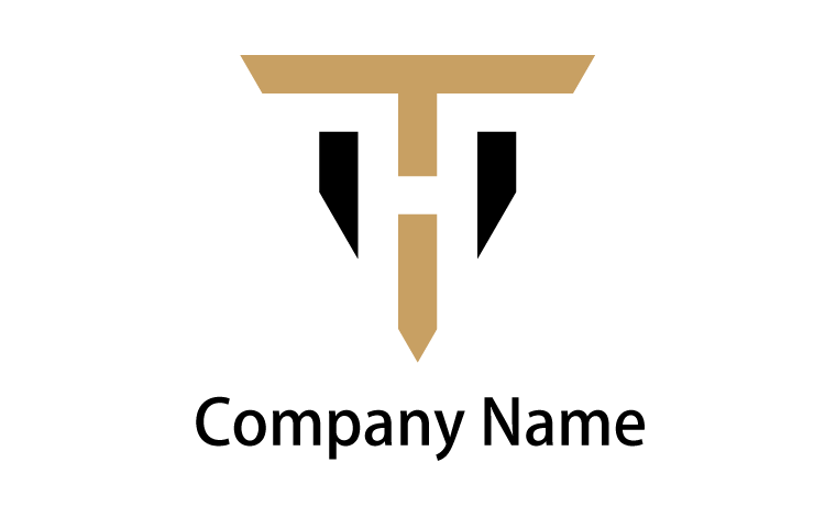 T・アルファベット・イニシャル・三角形・杭をイメージしたロゴデザイン